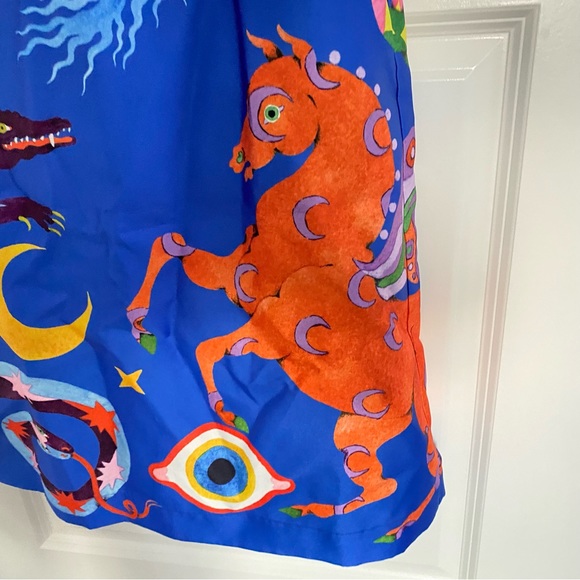 Authentic ALEMAIS Guardian Printed Satin Keyhole Midi Dress Sz US 2 - Picture 13 of 14